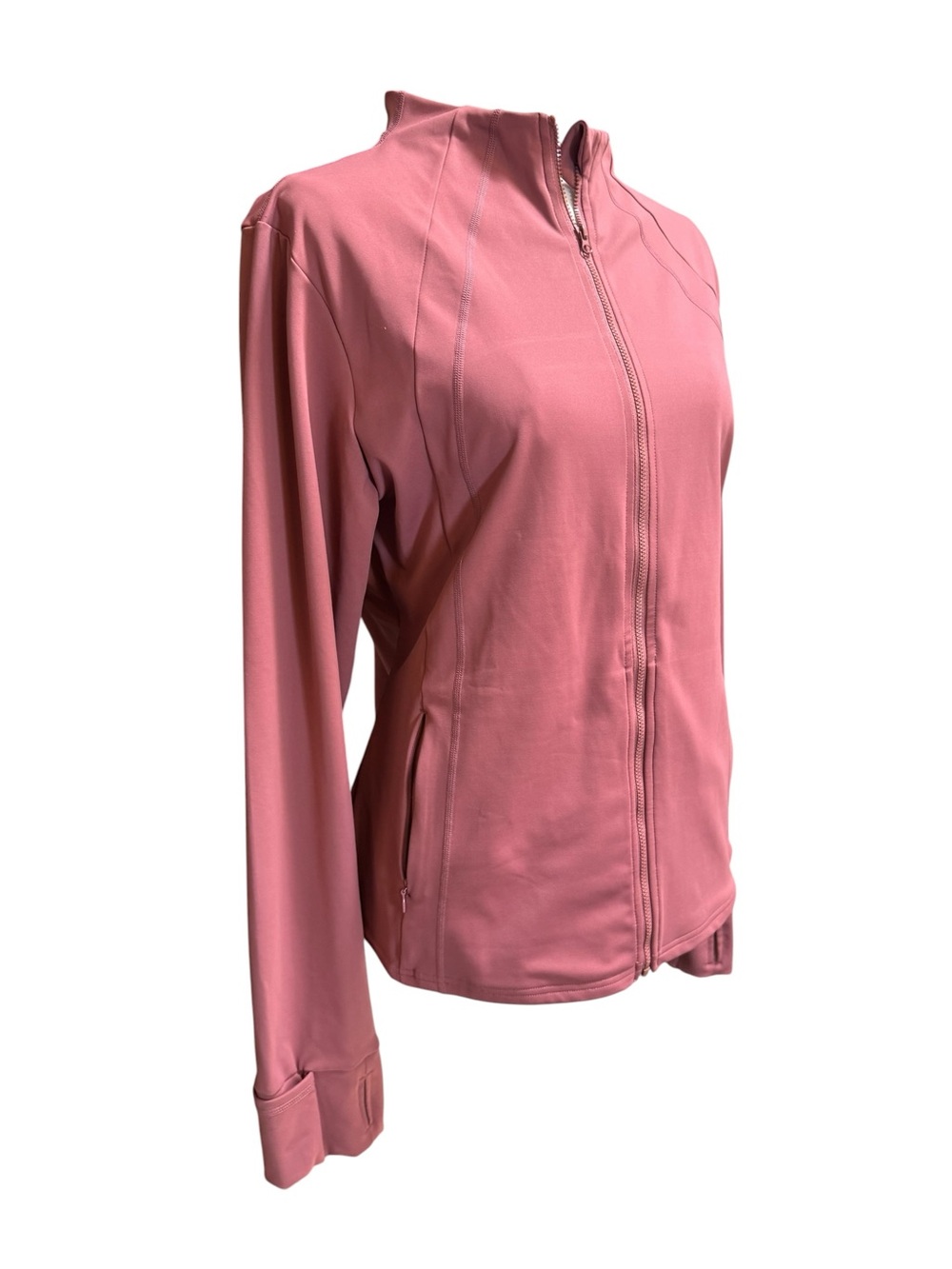 PinsPark Salmon Pink Athletic Zip Jacket Thumbholes XXL Activewear Stretch NWOT - Picture 6 of 8